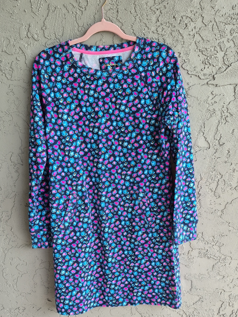 Lilly Pulitzer Navy Long-Sleeve Floral Dot Dress - Blue & Pink